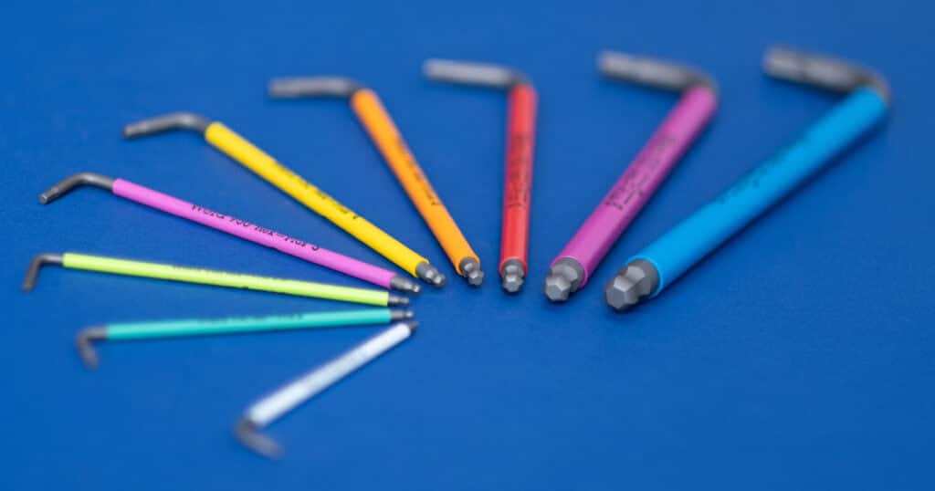 Various colours of Plastisol on tools